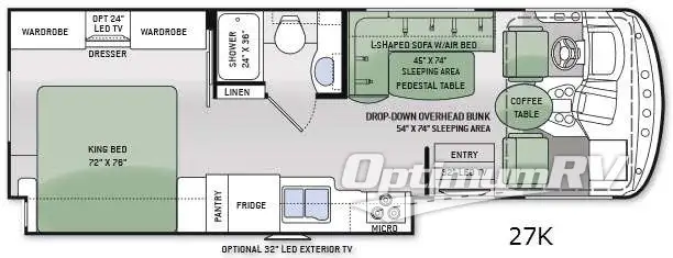 2015 Thor Hurricane 27K Floorplan Photo