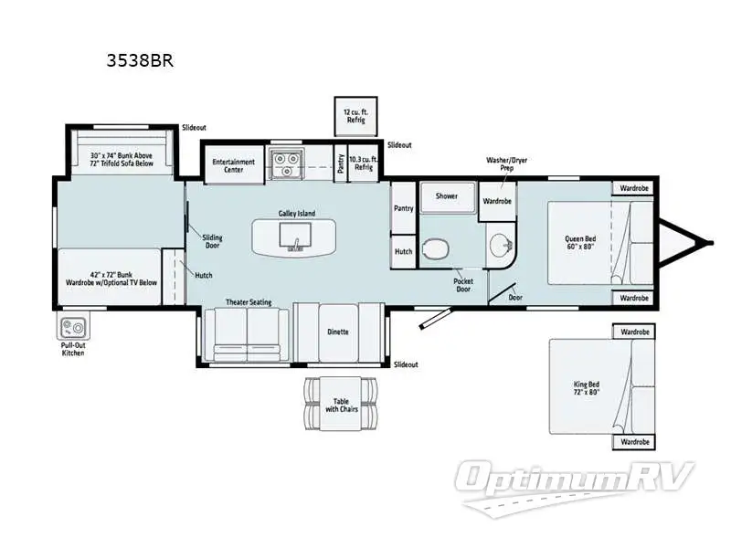 2021 Winnebago Towables Voyage 3538BR RV Floorplan Photo