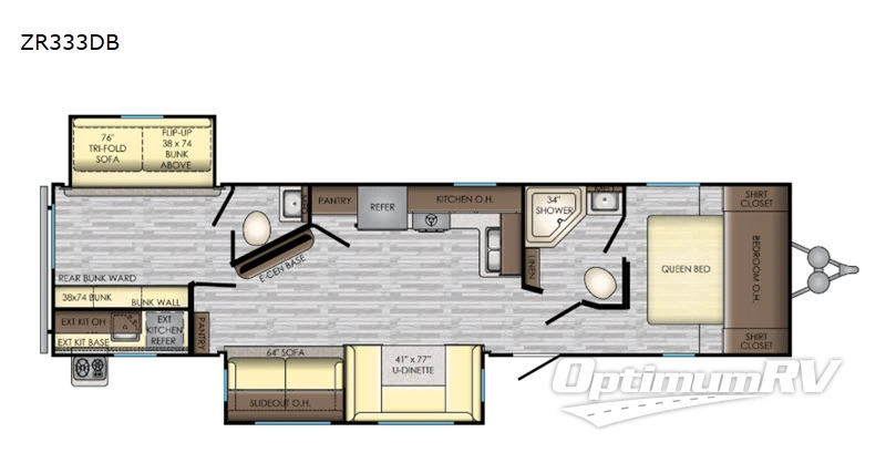 2019 CrossRoads Zinger ZR333DB Floorplan Photo