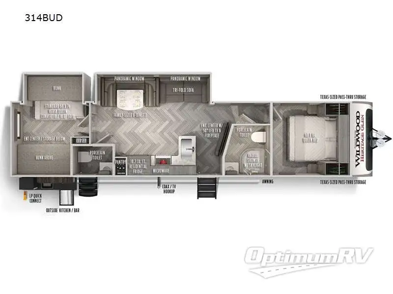 2021 Forest River Wildwood Heritage Glen 314BUD Floorplan Photo