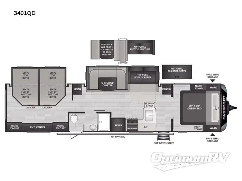 2022 Keystone Passport GT 3401QD Floorplan Photo