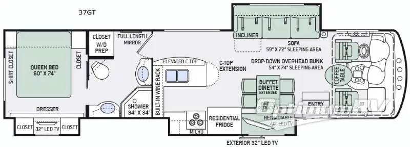 2016 Thor Challenger 37GT Floorplan Photo