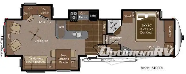 2012 Keystone Montana Big Sky 3400RL Floorplan Photo