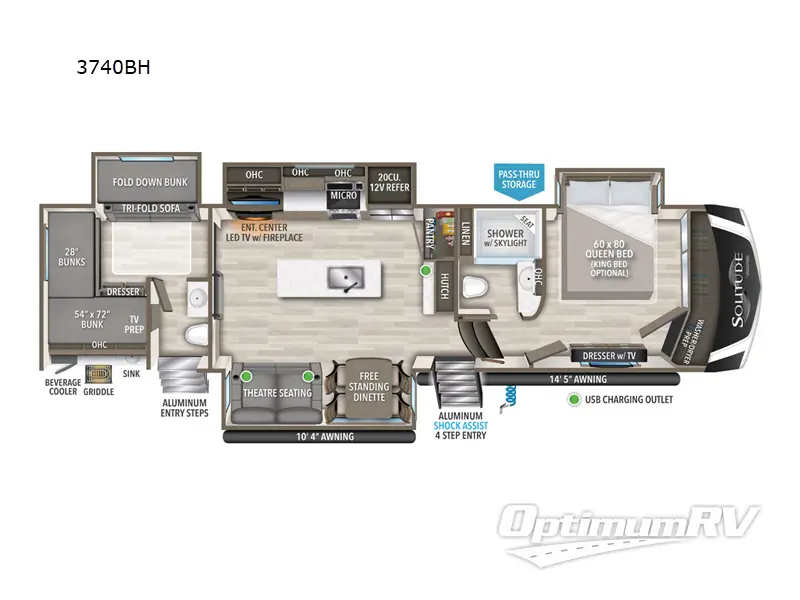 2024 Grand Design Solitude S-Class 3740BH Floorplan Photo
