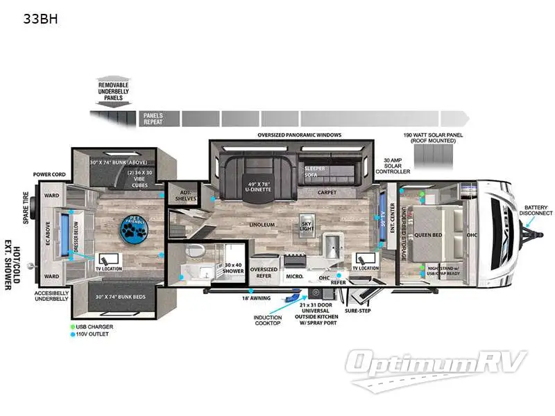 2021 Forest River Vibe 33BH Floorplan Photo