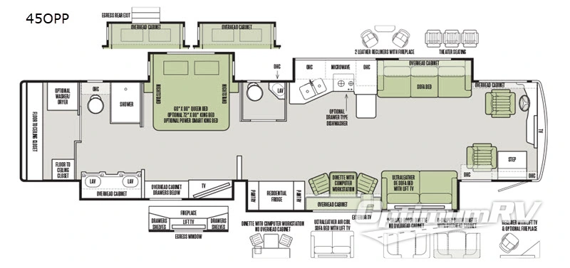 2019 Tiffin Allegro Bus 45OPP RV Floorplan Photo