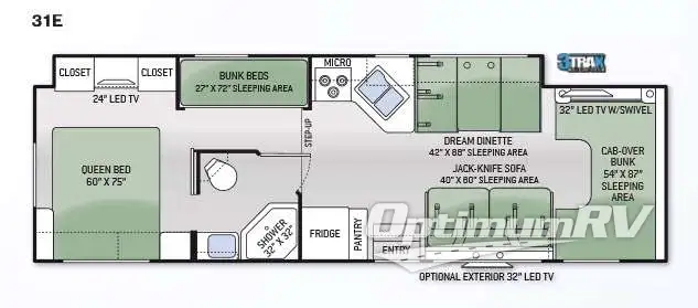 2015 Thor Four Winds 31E Bunkhouse RV Floorplan Photo