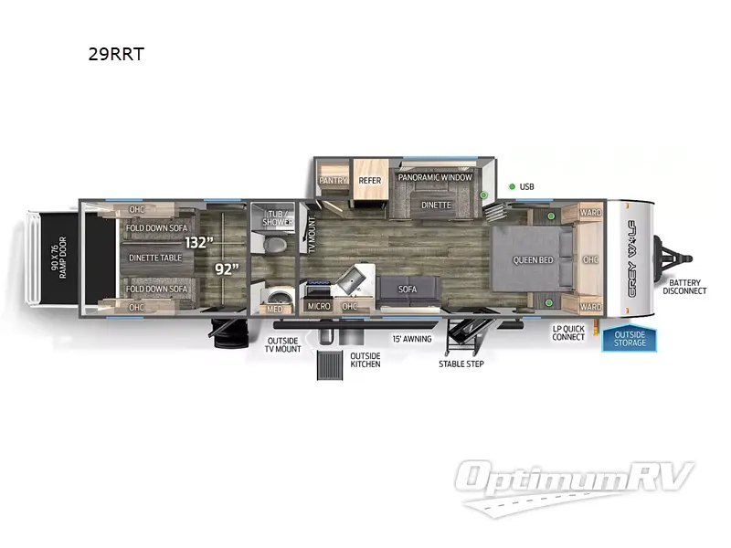 2023 Forest River Cherokee Grey Wolf 29RRT RV Floorplan Photo
