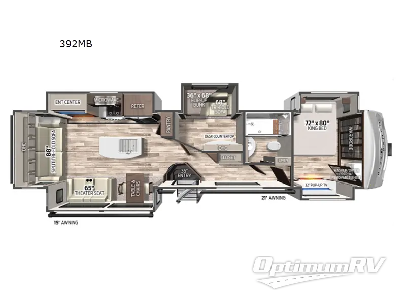 2022 Palomino River Ranch 392MB RV Floorplan Photo