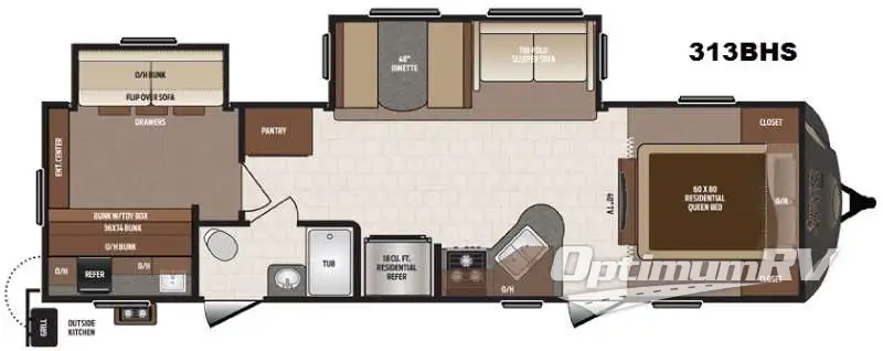 2016 Keystone Sprinter 313BHS Floorplan Photo
