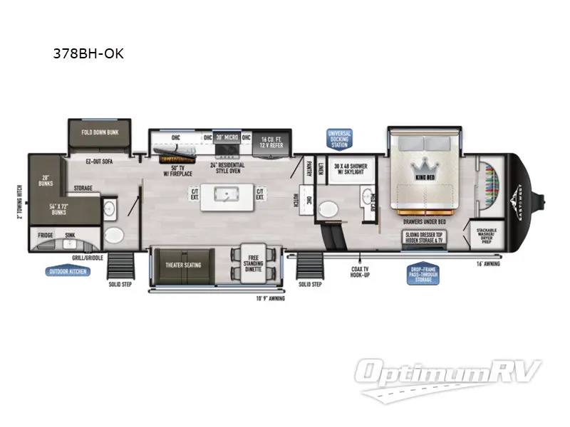 2026 East To West Ahara 378BH-OK RV Floorplan Photo