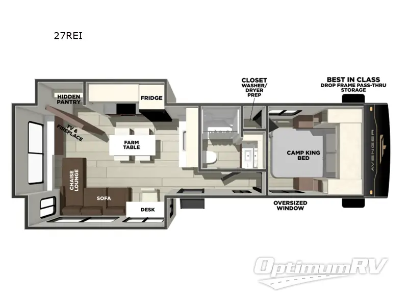 2026 Prime Time Avenger 27REI RV Floorplan Photo
