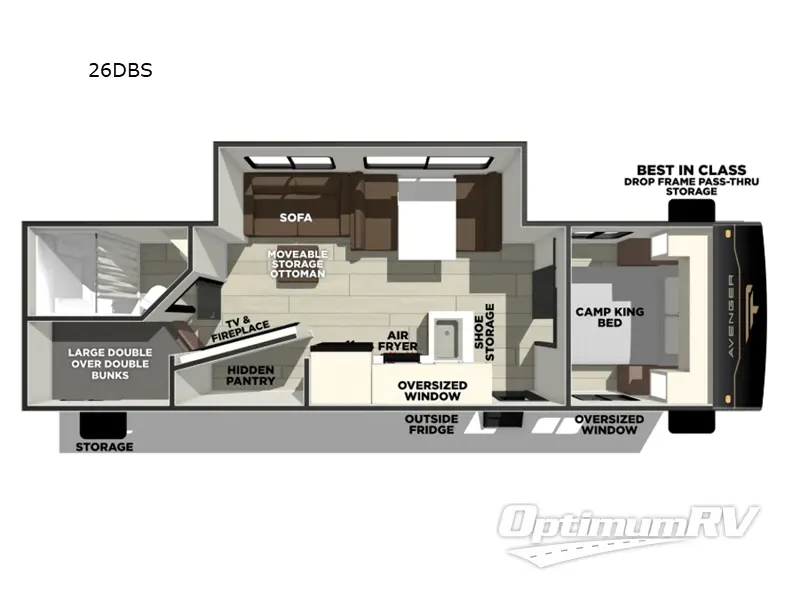 2026 Prime Time Avenger 26DBS RV Floorplan Photo