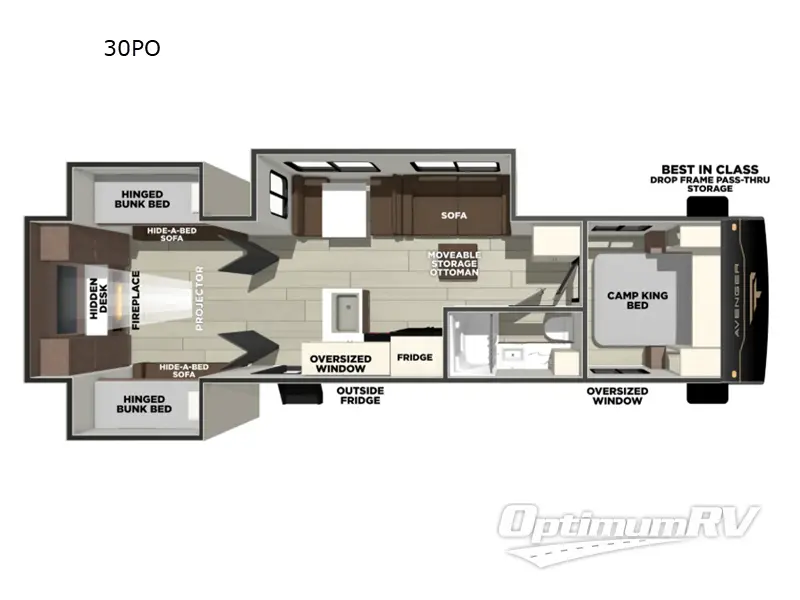 2026 Prime Time Avenger 30PO RV Floorplan Photo