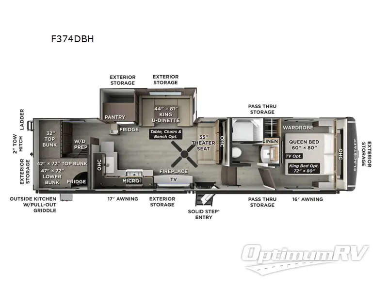 2026 Forest River Flagstaff Classic F374DBH RV Floorplan Photo