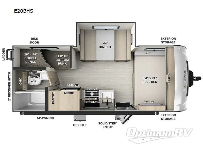 2024 Forest River Flagstaff E-Pro E20BHS Floorplan Photo