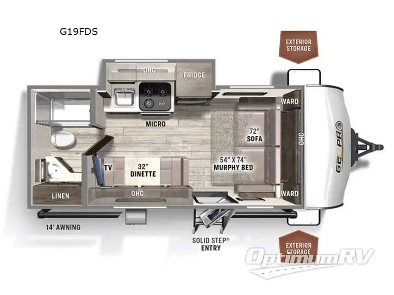 2023 Forest River Rockwood GEO Pro G19FDS Floorplan Photo