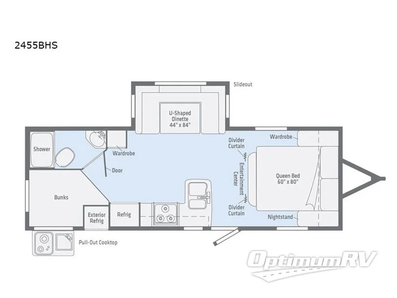 2019 Winnebago Towables Minnie 2455BHS RV Floorplan Photo