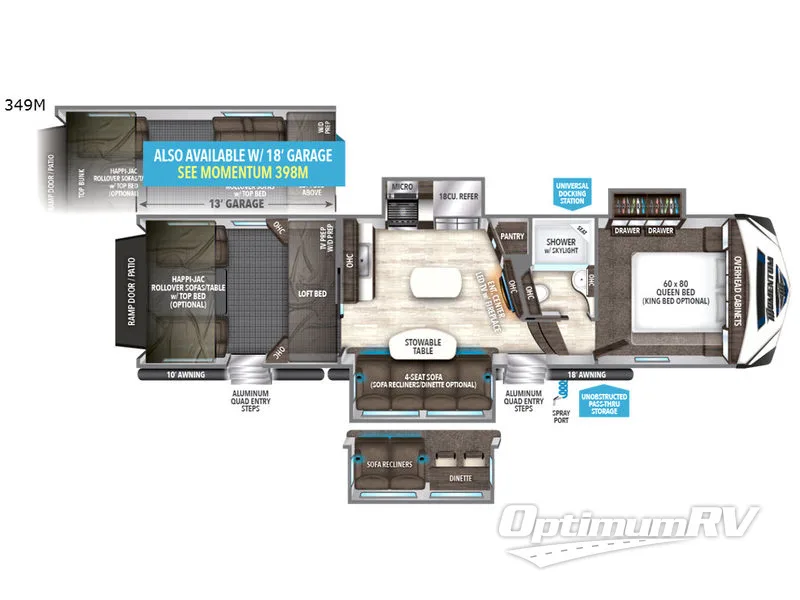 2017 Grand Design Momentum M-Class 349M Floorplan Photo