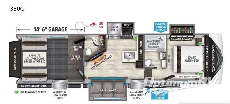 2021 Grand Design Momentum G-Class 350G Floorplan Photo