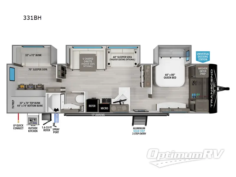 2024 Grand Design Transcend Xplor 331BH RV Floorplan Photo