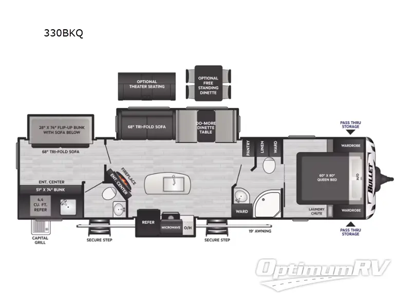 2024 Keystone Bullet 330BKQ Floorplan Photo