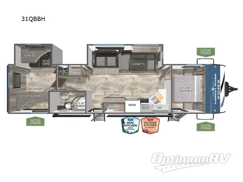 2025 Palomino Puma 31QBBH Floorplan Photo