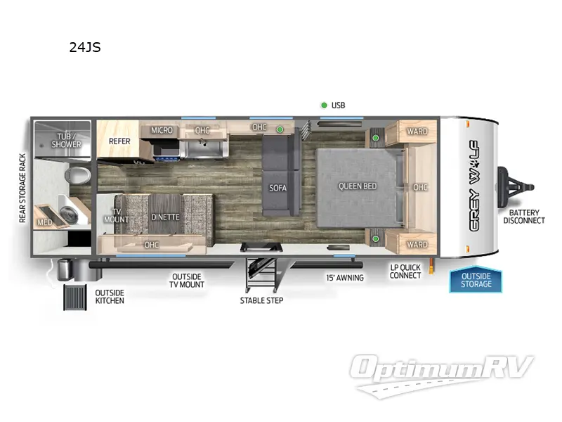 2023 Forest River Cherokee Grey Wolf 24JS Floorplan Photo