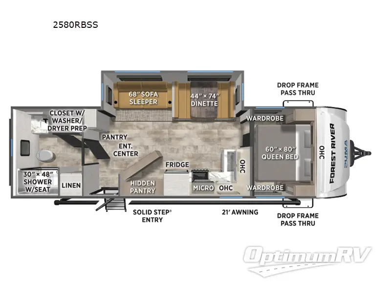 2026 Forest River Puma Tracks 2580RBSS RV Floorplan Photo