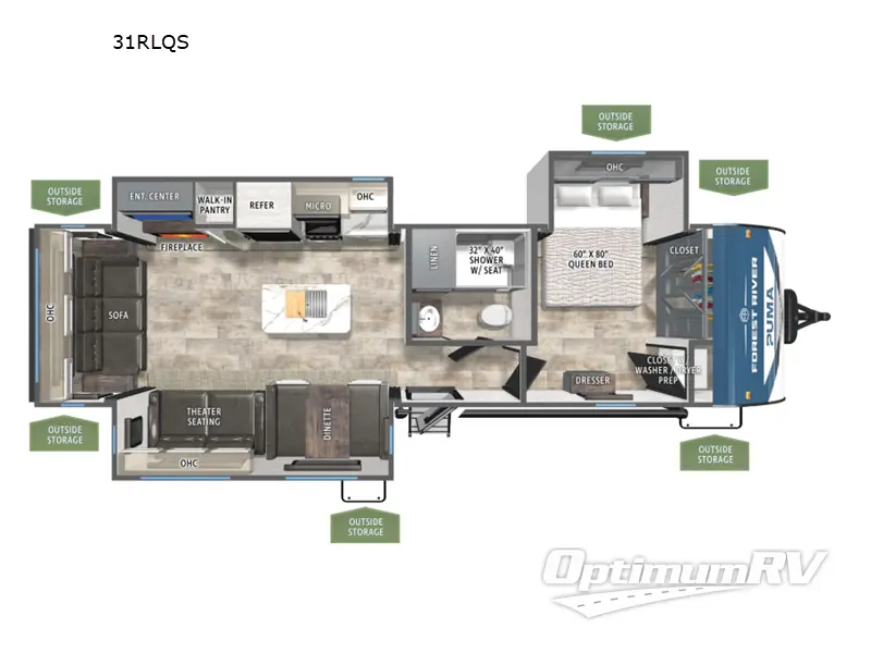 2027 Forest River Puma 31RLQS Floorplan Photo