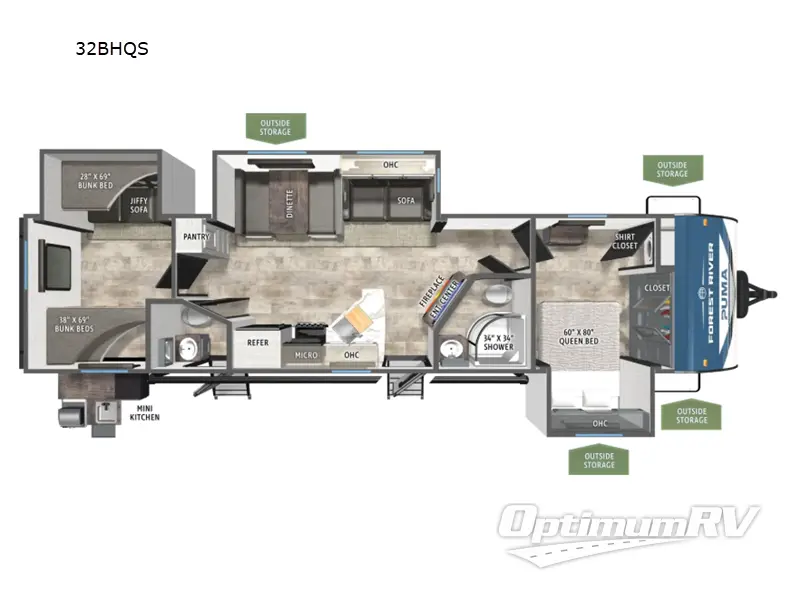2027 Forest River Puma 32BHQS RV Floorplan Photo