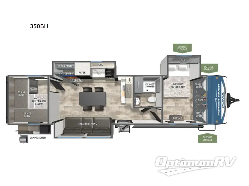 2027 Forest River Puma 350BH Floorplan Photo