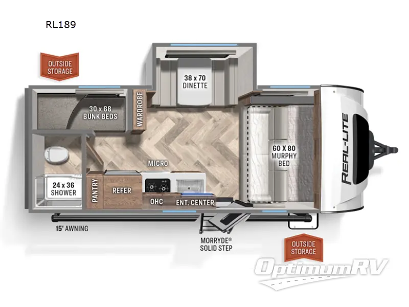 2022 Palomino Real-Lite Mini RL189 RV Floorplan Photo