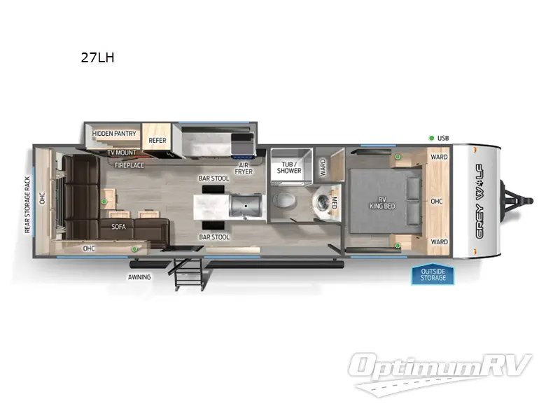 2025 Forest River Cherokee Grey Wolf 27LH RV Floorplan Photo