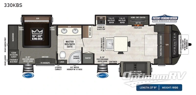 2020 Keystone Sprinter 330KBS Floorplan Photo
