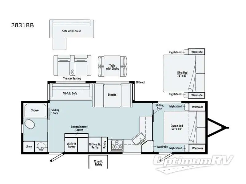 2021 Winnebago Towables Voyage 2831RB Floorplan Photo