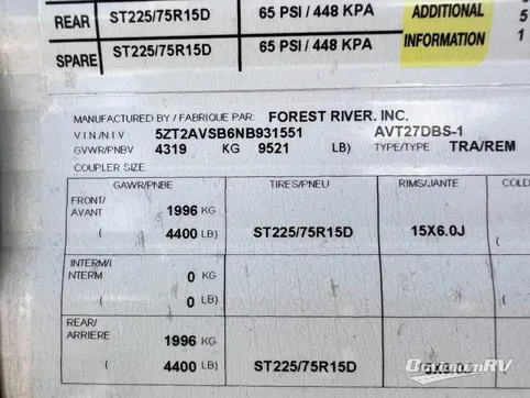 2022 Prime Time Avenger 27DBS RV Floorplan Photo