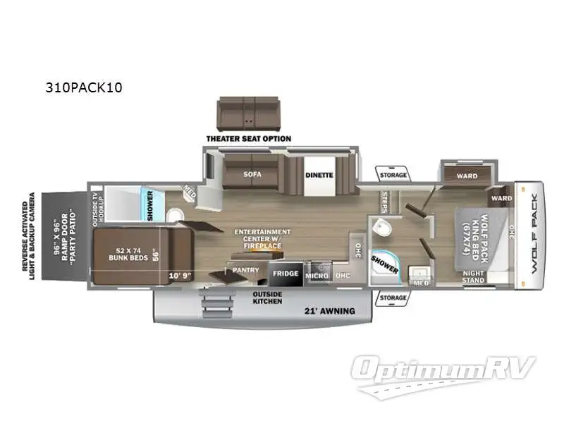 2022 Forest River Cherokee Wolf Pack 310PACK10 RV Floorplan Photo