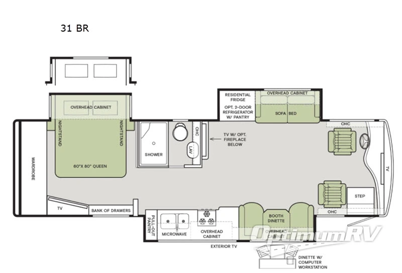2020 Tiffin Allegro Breeze 31 BR RV Floorplan Photo