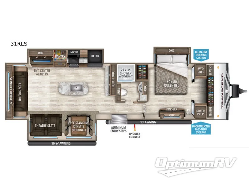 2019 Grand Design Transcend 31RLS Floorplan Photo