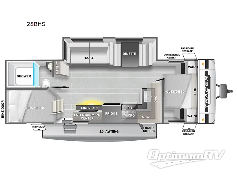 2023 Prime Time Tracer 28BHS Floorplan Photo