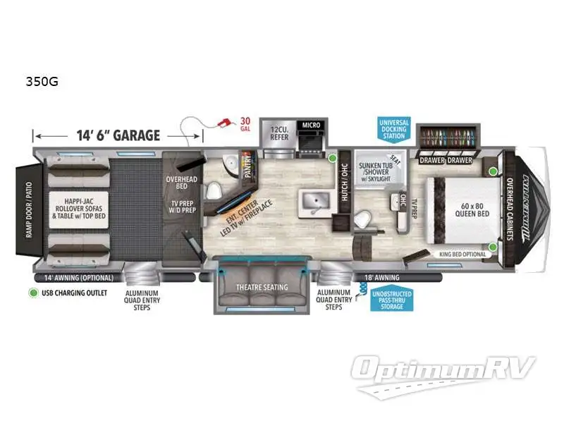2022 Grand Design Momentum G-Class 350G RV Floorplan Photo