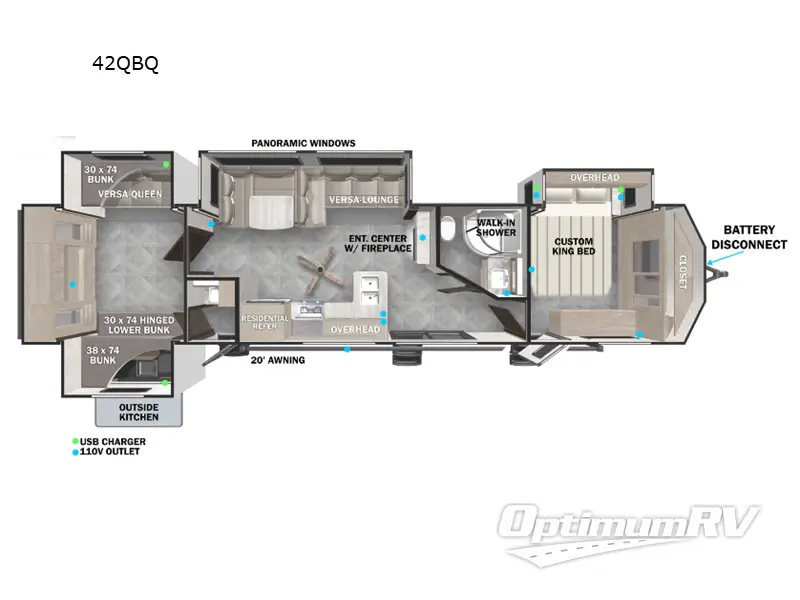 2023 Forest River Wildwood Lodge 42QBQ Floorplan Photo