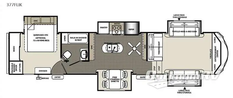 2015 Forest River Sandpiper 377FLIK Floorplan Photo