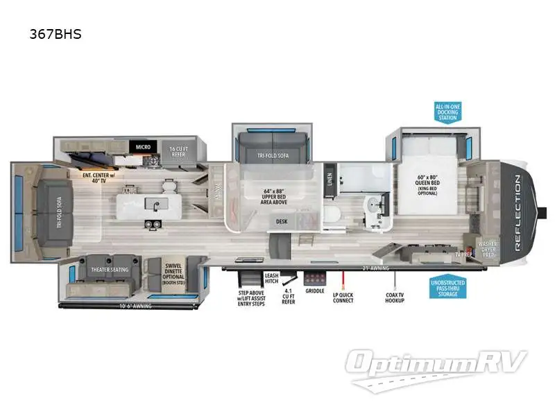2024 Grand Design Reflection 367BHS RV Floorplan Photo