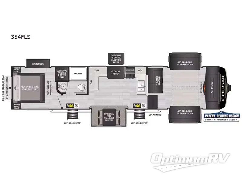 2022 Keystone Cougar 354FLS Floorplan Photo