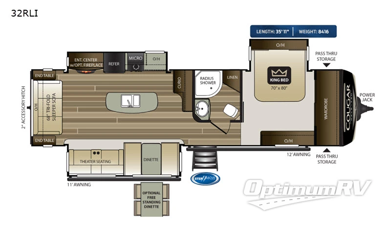 2020 Keystone Cougar Half-Ton 32RLI Floorplan Photo