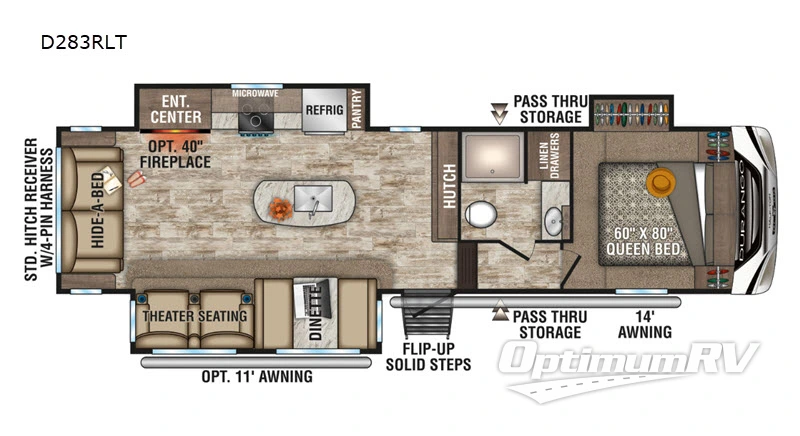 2019 KZ Durango Half-Ton D283RLT RV Floorplan Photo