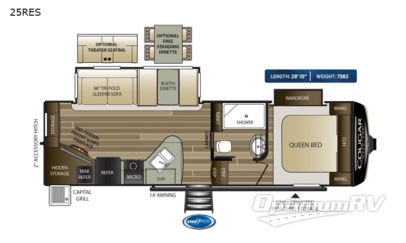 2020 Keystone Cougar Half-Ton 25RES RV Floorplan Photo