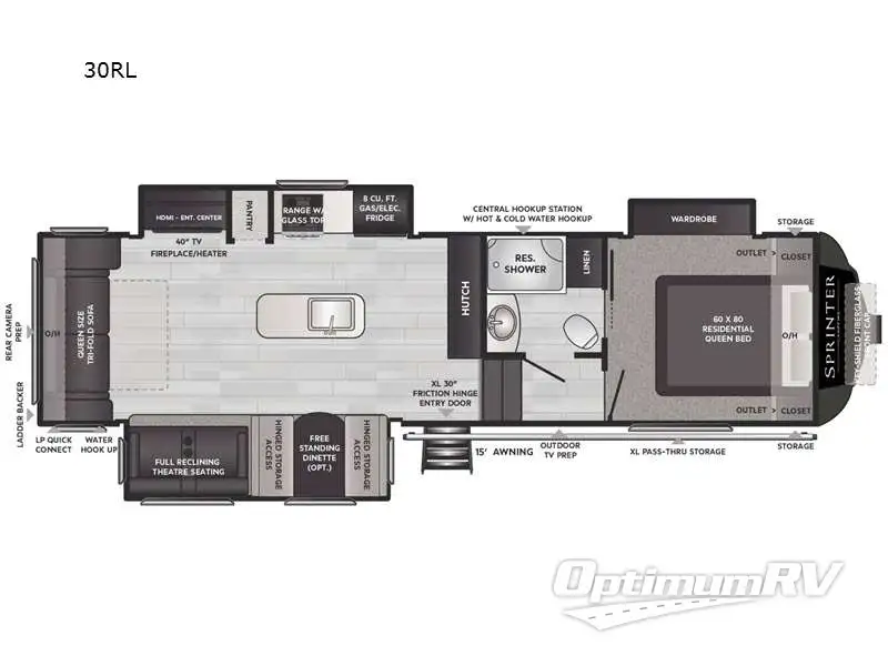 2021 Keystone Sprinter 30RL Floorplan Photo